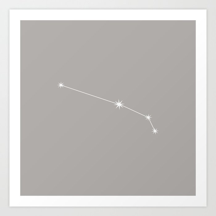 ARIES Taupe Gray – Zodiac Astrology Star Constellation Art Print
