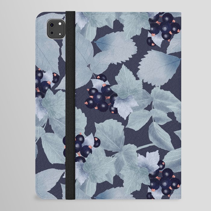 Blueberries Pattern with leaves iPad Folio Case