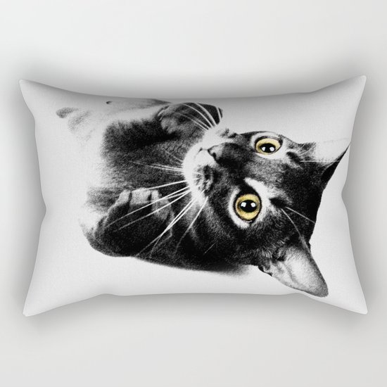 Cute Abyssinian cat black and white Rectangular Pillow by ...