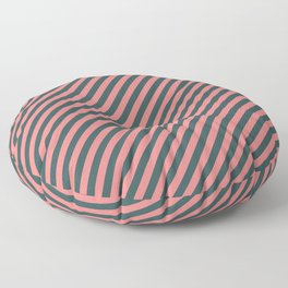 [ Thumbnail: Dark Slate Gray & Light Coral Colored Striped Pattern Floor Pillow ]
