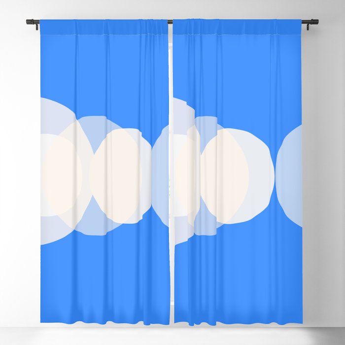 Geometric Minimalistic Circle Bubble Design Pattern in Blue and White Blackout Curtain