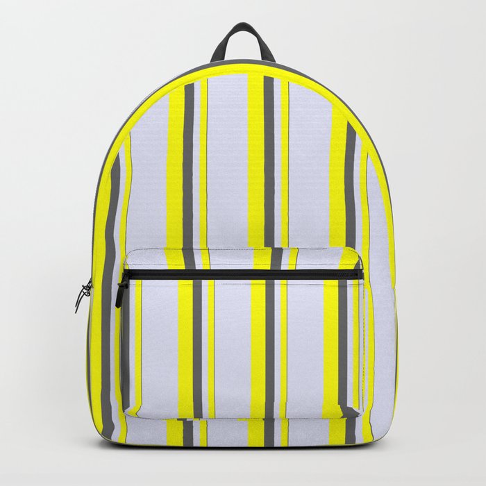 Dim Grey, Yellow & Lavender Colored Striped Pattern Backpack