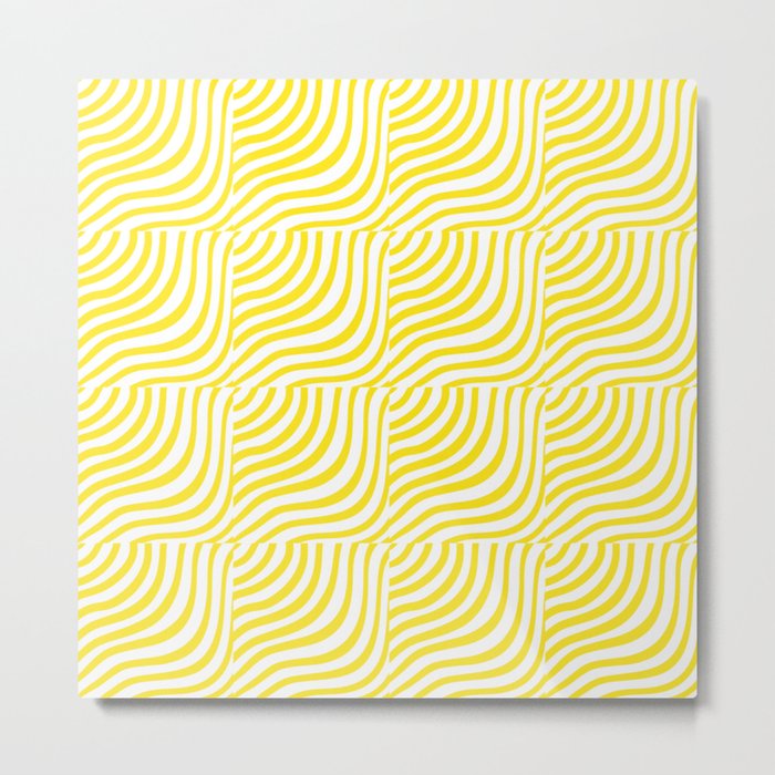 Modern Yellow Stripes Shells Metal Print