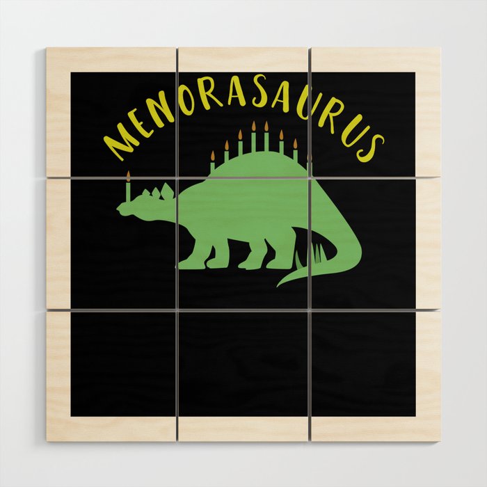 Menosaurus Dinosaur Menorah 2021 Hanukkah Wood Wall Art