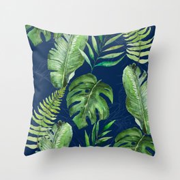 Tropical Leaves Banana Palm Tree Throw Pillow