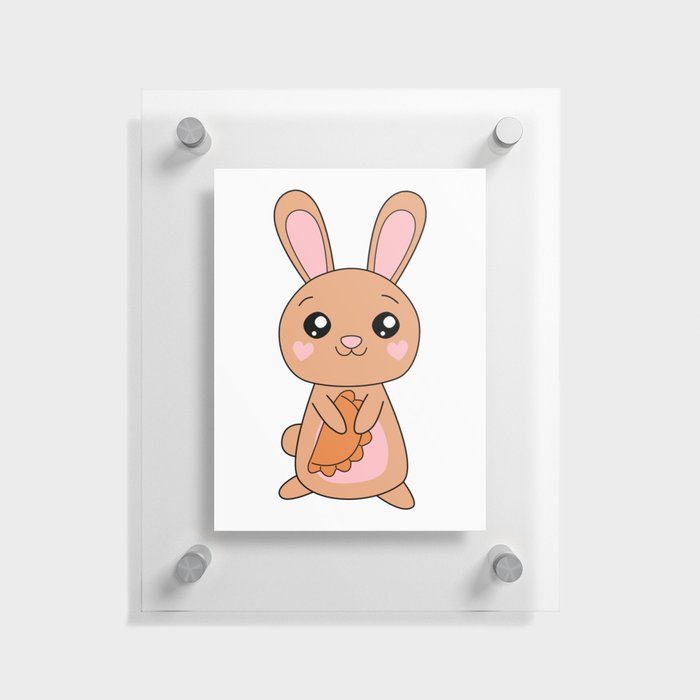 Kawaii Bunny Holding Cornish Pasty Floating Acrylic Print