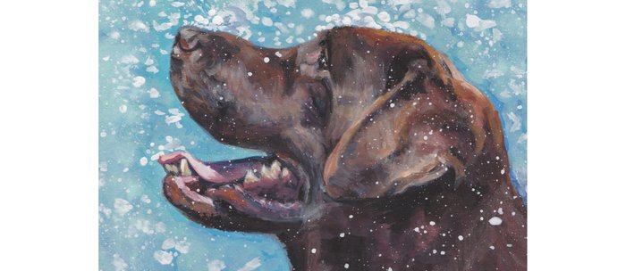 Chocolate Lab Labrador Retriever Dog Portrait Painting By L A