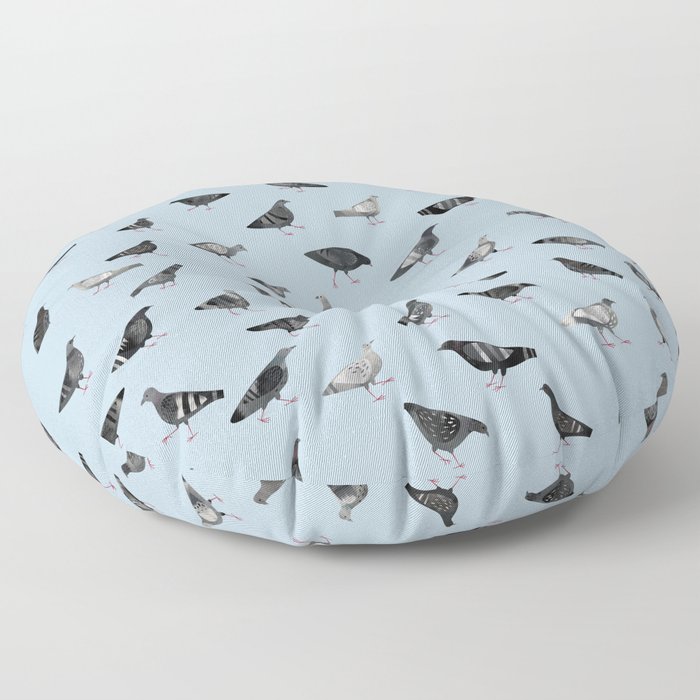 Pigeons Doing Pigeon Things Floor Pillow