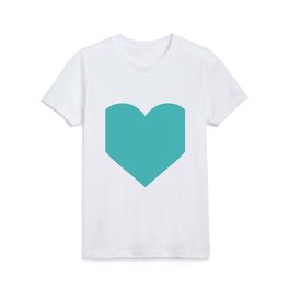 Heart (Teal & White) Kids T Shirt