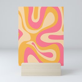 Pink and Orange Retro Abstract 70s Liquid Swirl  Mini Art Print