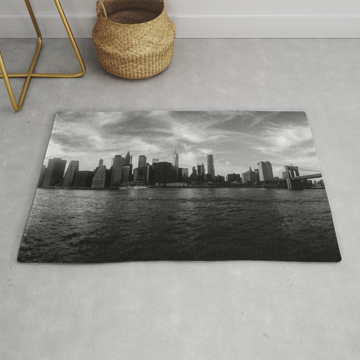 New York Skyline - Black & White Rug