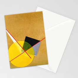 Yellow Circle and Black Square by Laszlo Moholy-Nagy Stationery Card