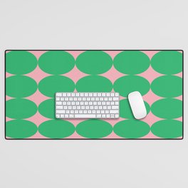 Retro Round Pattern - Green Pink Desk Mat