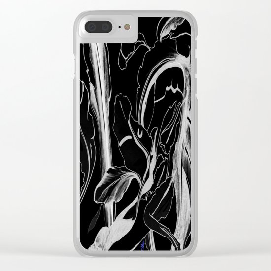 Plant in Blue Marker - Leaf of Life Miracle Leaf - White on Black Clear iPhone Case