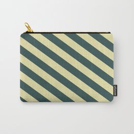 [ Thumbnail: Dark Slate Gray and Pale Goldenrod Colored Lines Pattern Carry-All Pouch ]