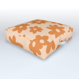 Warped Daisy Flower Pattern (orange/peach) Outdoor Floor Cushion