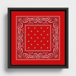 Paisley - Bandana - Red - Southwestern - Boho Framed Canvas
