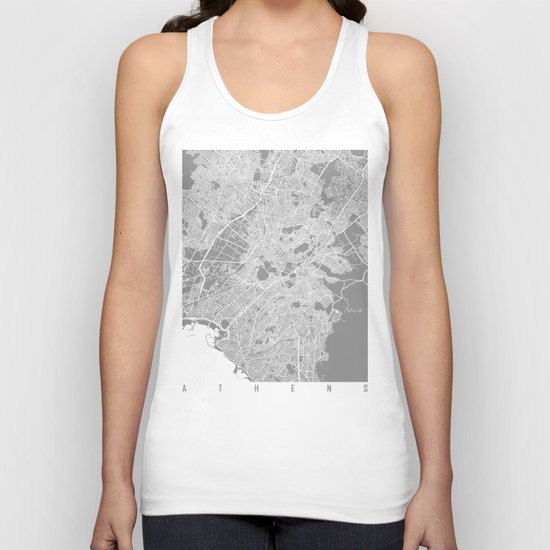 Athens map grey Unisex Tank Top