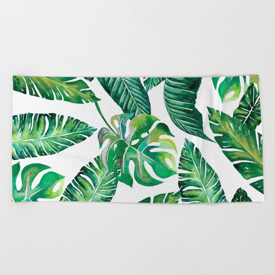 Jungle Leaves, Banana, Monstera #society6 Beach Towel