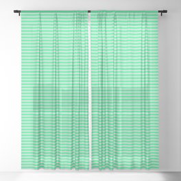 [ Thumbnail: Green and Light Grey Colored Pattern of Stripes Sheer Curtain ]