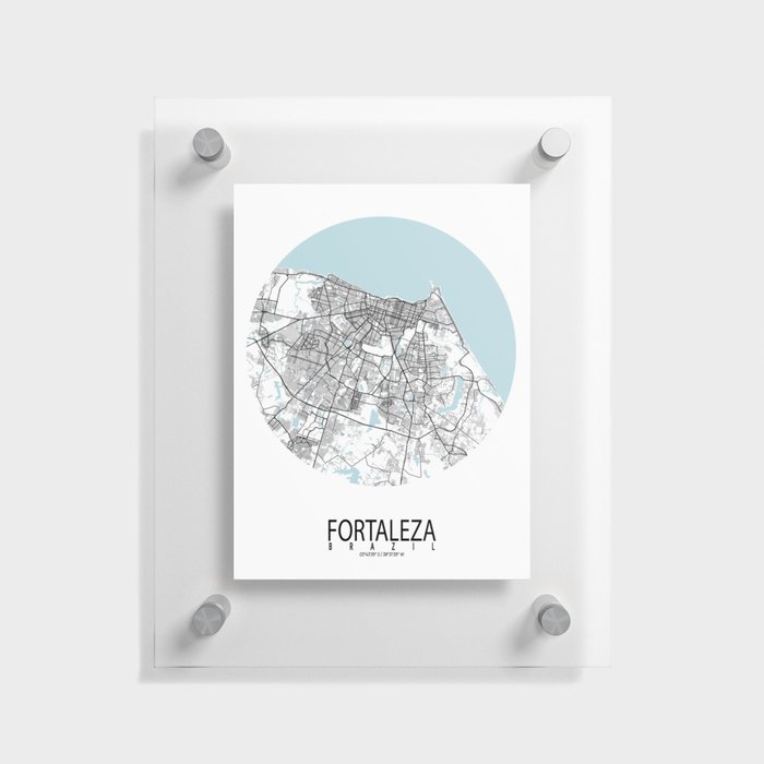 Fortaleza City Map of Brazil - Circle Floating Acrylic Print