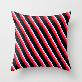 [ Thumbnail: Eyecatching Blue, Beige, Orchid, Red & Black Colored Lines/Stripes Pattern Throw Pillow ]