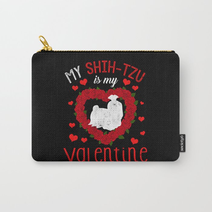 Dog Animal Hearts Day Shih-Tzu My Valentines Day Carry-All Pouch