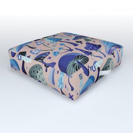 Mushrooms – Blue & Blush Outdoor Floor Cushion