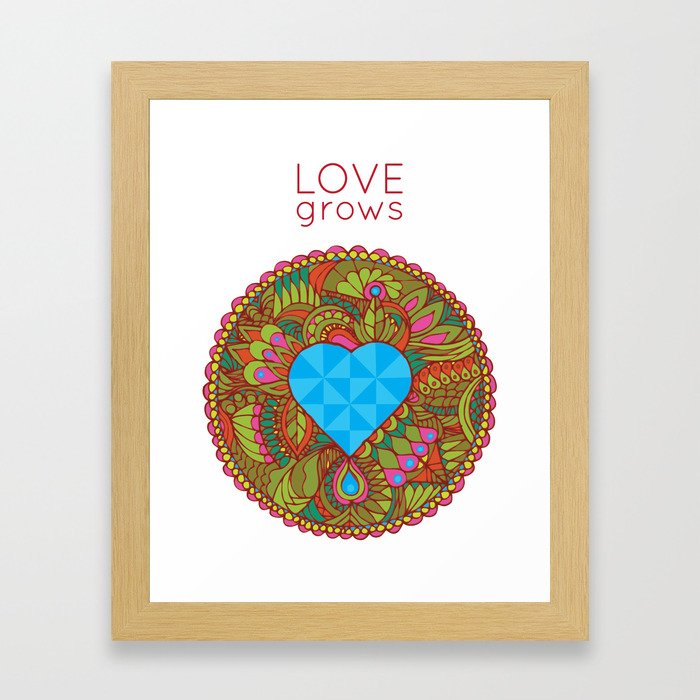 LOVE grows heart lake Framed Art Print