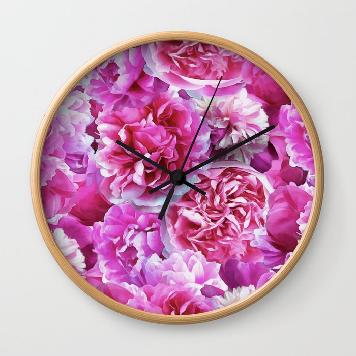Lovely pink peonies Wall Clock