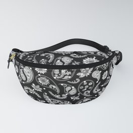 Black And White Paisley And Dots Pattern Design Fanny Pack