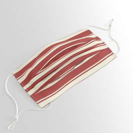 [ Thumbnail: Beige & Brown Colored Pattern of Stripes Face Mask ]