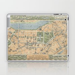 The central part of Boston, Massachusetts - Vintage Illustrated Map Laptop Skin