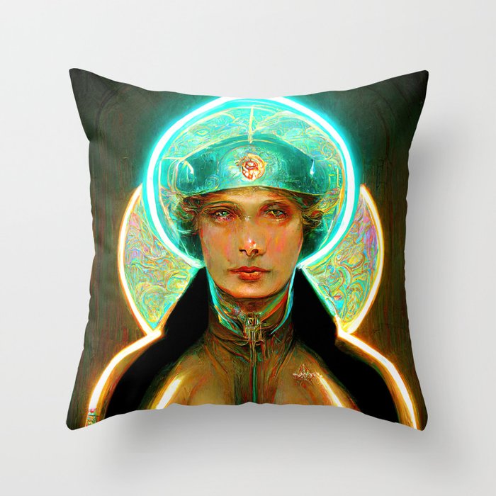 Cybernetic Angel Throw Pillow