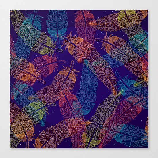 Neon Feathers Canvas Print