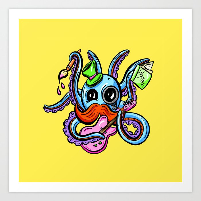 Harold The Inspiring Octopus Cartoon Art Print