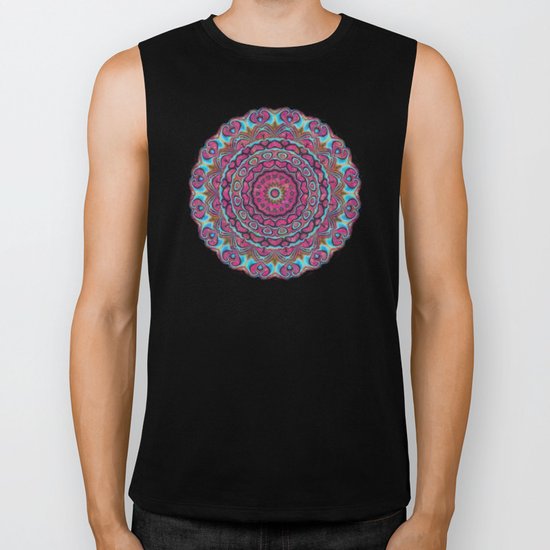 Pink and blue hearts mandala Biker Tank