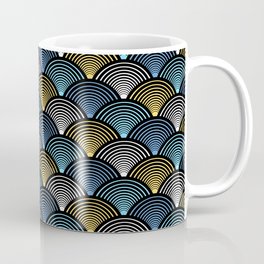 Art Deco Fans Blue Yellow Mug