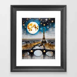 Christmas In Paris - Eiffel Tower Gold and Silver Landscape Winter Art Framed Art Print