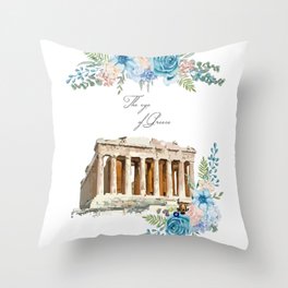 Parthenon of Greece Vintage Throw Pillow
