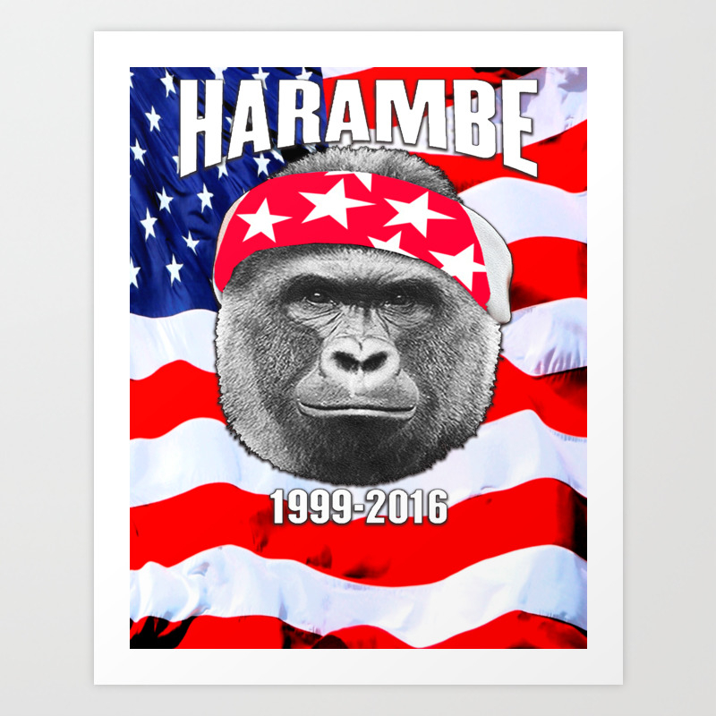 Rip Harambe The Gorilla Art Print By Earlstevens Society6