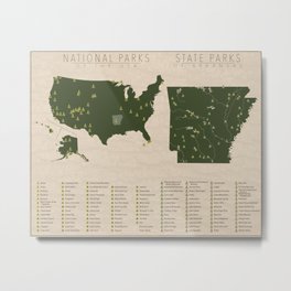 US National Parks - Arkansas Metal Print | Arkansasparks, Graphicdesign, Stateparkmap, Parks, Nationalpark, Nationalparkmap, Statepark, Arkansas, Usmap, Map 
