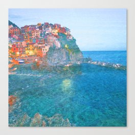 cliff in Italy impressionism painted realistic scene Canvas Print
