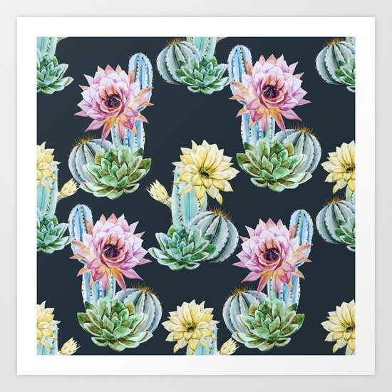 Cactus Pattern 07 Art Print