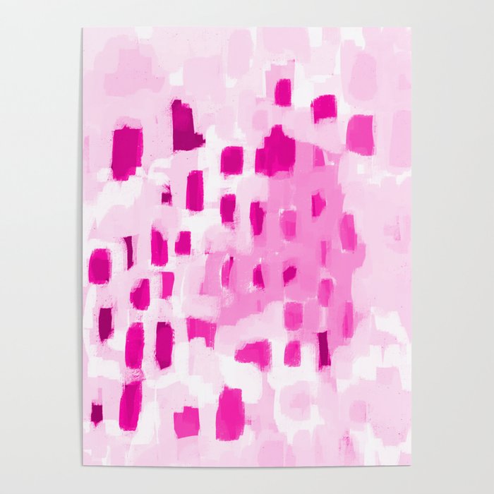 Zimta - pink abstract painting dots mark making canvas art decor Poster