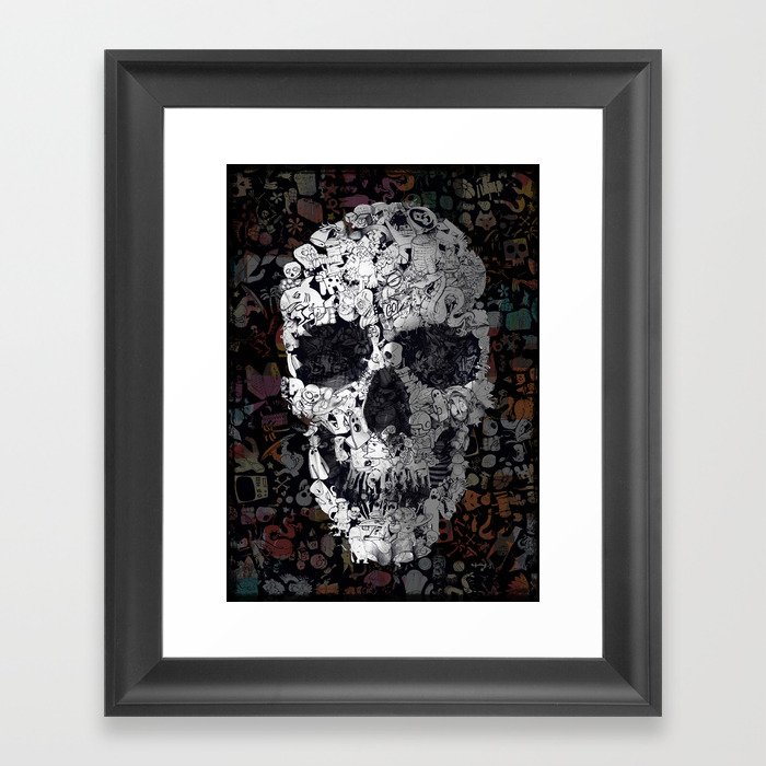 Doodle Skull Framed Art Print