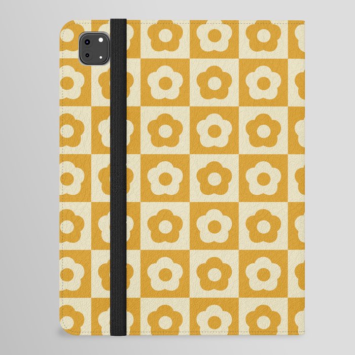 60s Checkered Daisies, Golden Ochre iPad Folio Case