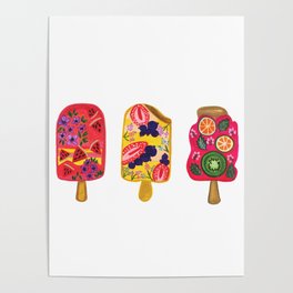 Fruity Popsicles Poster