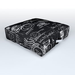 Nostalgic Message Charming Vintage Letters And Postcards Black White Pattern Outdoor Floor Cushion