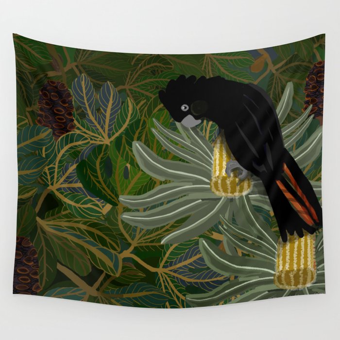 Red Tailed Black Cockatoo 2023 Wall Tapestry